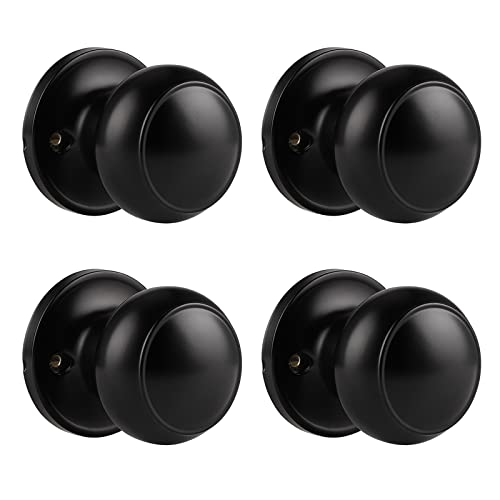 Probrico Door Knob One Side 4 Pack Fake Door Handles Dummy Function for Closet French Doors Matte Black Finish Inactive Levers Flat Ball Knob - Image 1