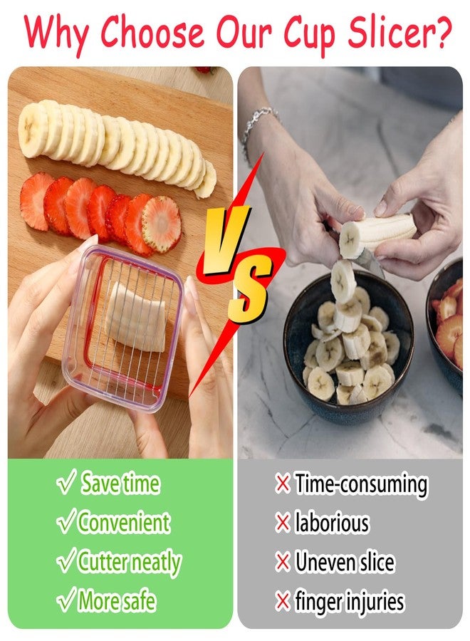 Ponpon Fruit Slicer, Stainless Steel Cup Slicers, Vegetable Slicer for Strawberry Banana Egg, Salad Quickly Making, Portable Kitchen Slicing Tool (2) - Image 4