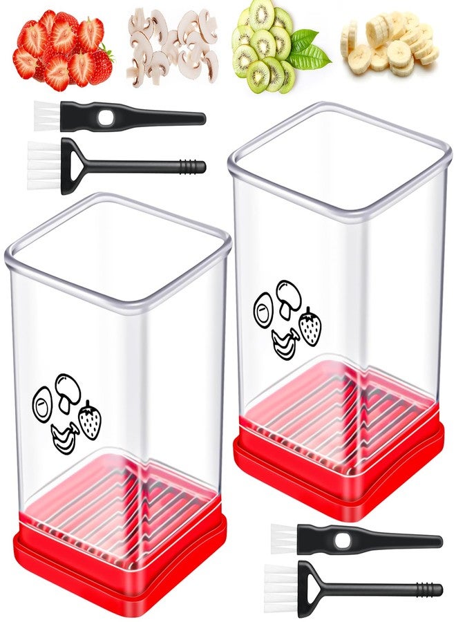 Ponpon Fruit Slicer, Stainless Steel Cup Slicers, Vegetable Slicer for Strawberry Banana Egg, Salad Quickly Making, Portable Kitchen Slicing Tool (2) - Image 1