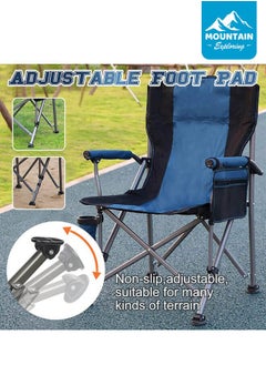 MOUNTAIN EXPLORING Camping Folding Chair, Outdoor Armchair With Side Storage Bag And Cup Holder, Fishing Chair  - Image 2