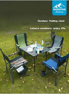 MOUNTAIN EXPLORING Camping Folding Chair, Outdoor Armchair With Side Storage Bag And Cup Holder, Fishing Chair  - Image 5