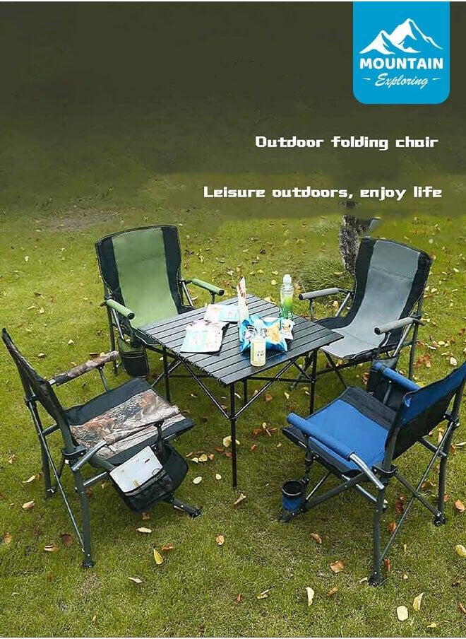 MOUNTAIN EXPLORING Camping Folding Chair, Outdoor Armchair With Side Storage Bag And Cup Holder, Fishing Chair  - Image 5