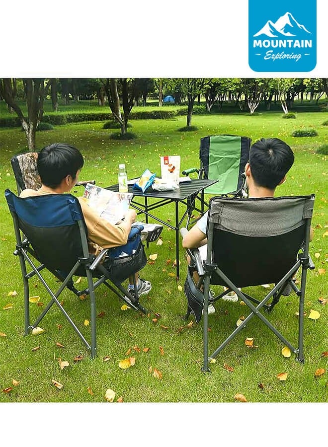 Camping Folding Chair, Outdoor Armchair With Side Storage Bag And Cup Holder, Fishing Chair