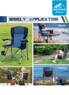 MOUNTAIN EXPLORING Camping Folding Chair, Outdoor Armchair With Side Storage Bag And Cup Holder, Fishing Chair  - Image 4