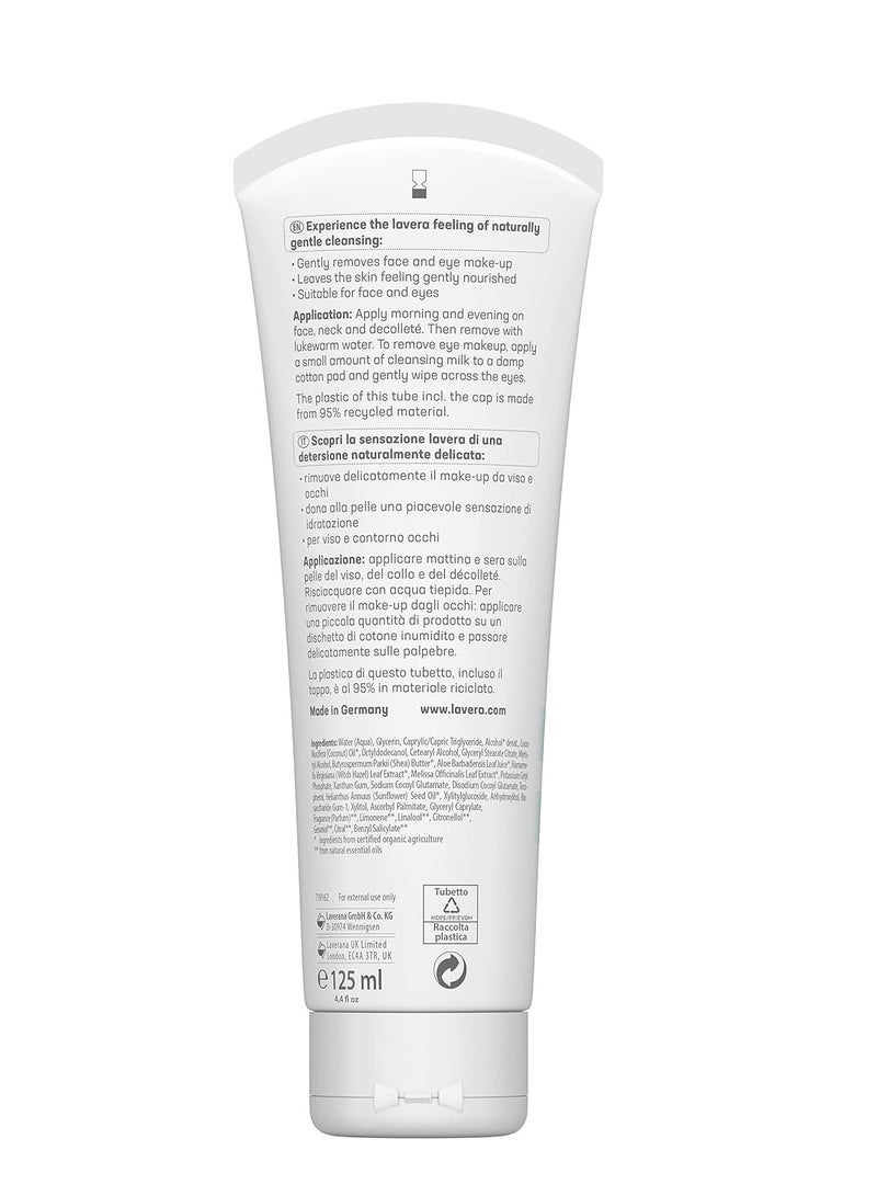 lavera lavera Basis Sensitive Cleansing Milk - Facial Cleanser with Organic Aloe Vera & Shea Butter for Soft Skin - Make Up Remover - Face Wash - PETA Certified - Vegan - Made in Germany - 4.3 Fl Oz - Image 3
