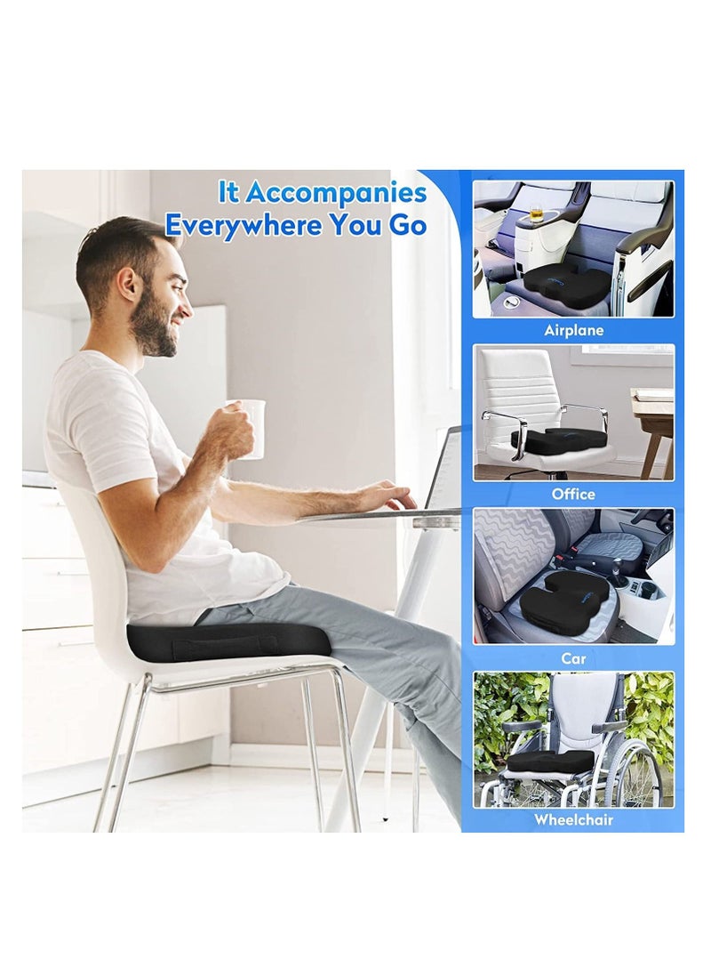 TYCOM Premium Comfort Seat Cushion Non Slip Orthopedic 100% Memory Foam Coccyx Cushion for Tailbone Pain Cushion for Office Chair Car Seat Back Pain and Sciatica Relief Black.  - Image 4