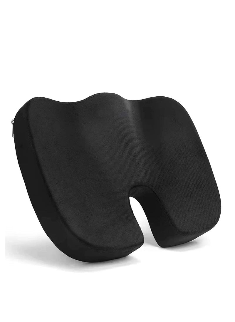 TYCOM Premium Comfort Seat Cushion Non Slip Orthopedic 100% Memory Foam Coccyx Cushion for Tailbone Pain Cushion for Office Chair Car Seat Back Pain and Sciatica Relief Black.  - Image 1