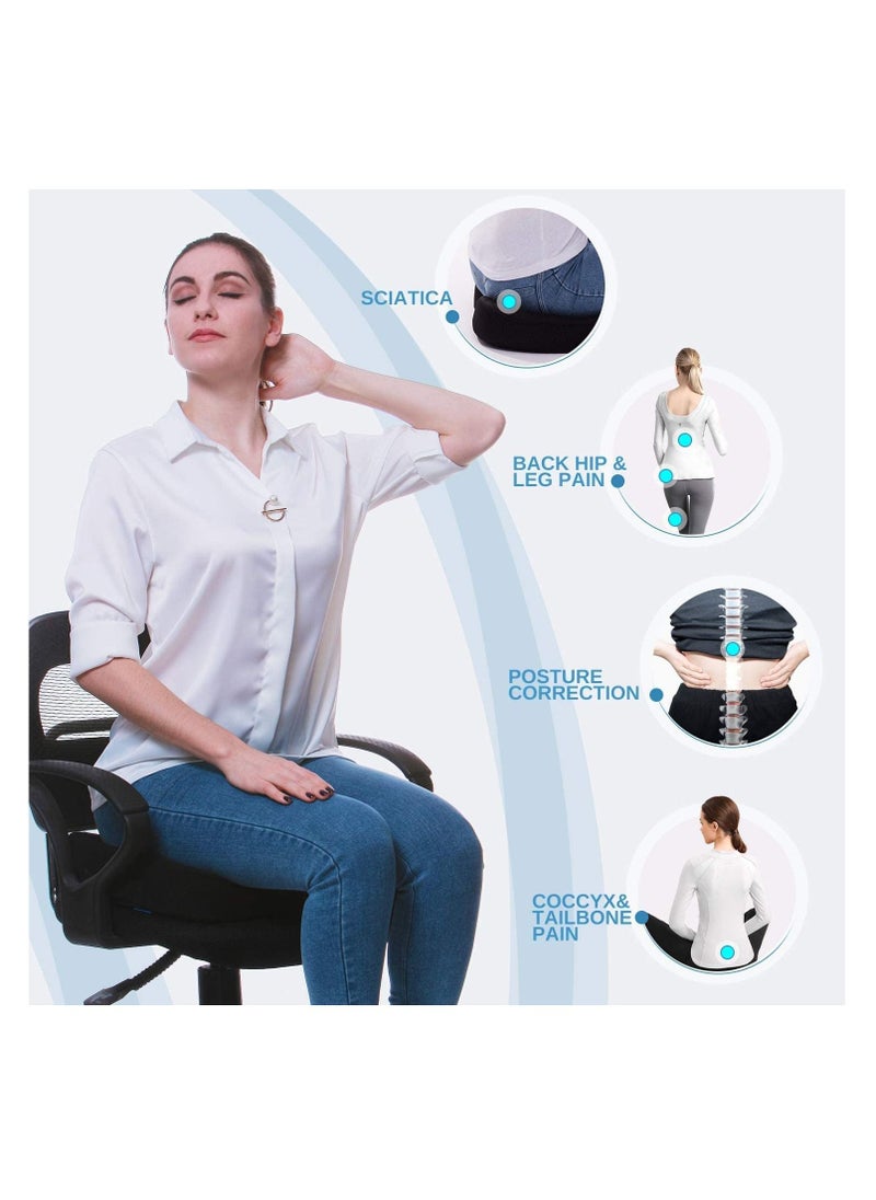 TYCOM Premium Comfort Seat Cushion Non Slip Orthopedic 100% Memory Foam Coccyx Cushion for Tailbone Pain Cushion for Office Chair Car Seat Back Pain and Sciatica Relief Black.  - Image 2