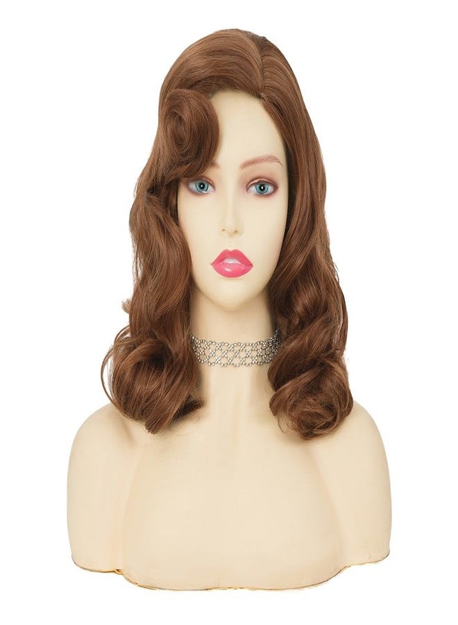 Tseses Brown Wigs for Women 40s 50s Hollywood Big Wave Wigs Synthetic Curly Vintage Wig for Party Halloween Costume Use - Image 2