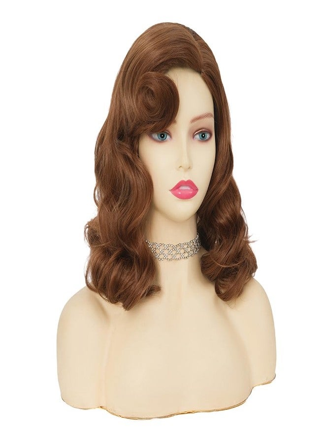 Tseses Brown Wigs for Women 40s 50s Hollywood Big Wave Wigs Synthetic Curly Vintage Wig for Party Halloween Costume Use - Image 4
