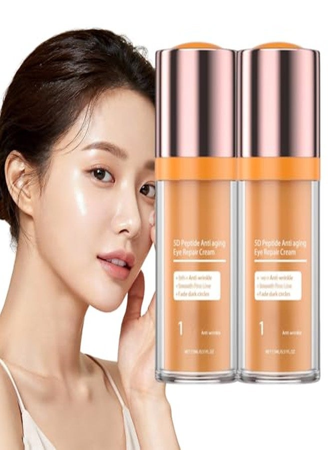 كريم عيون WUEOCU Beauty Crema De Ojos Con Péptidos 5D، كريم عيون بالببتيد 5D، كريم عيون بالببتيد، كريم عيون مضاد للشيخوخة، للهالات السوداء والانتفاخ، يرطب البشرة تحت العينين (عبوتان) - Image 1
