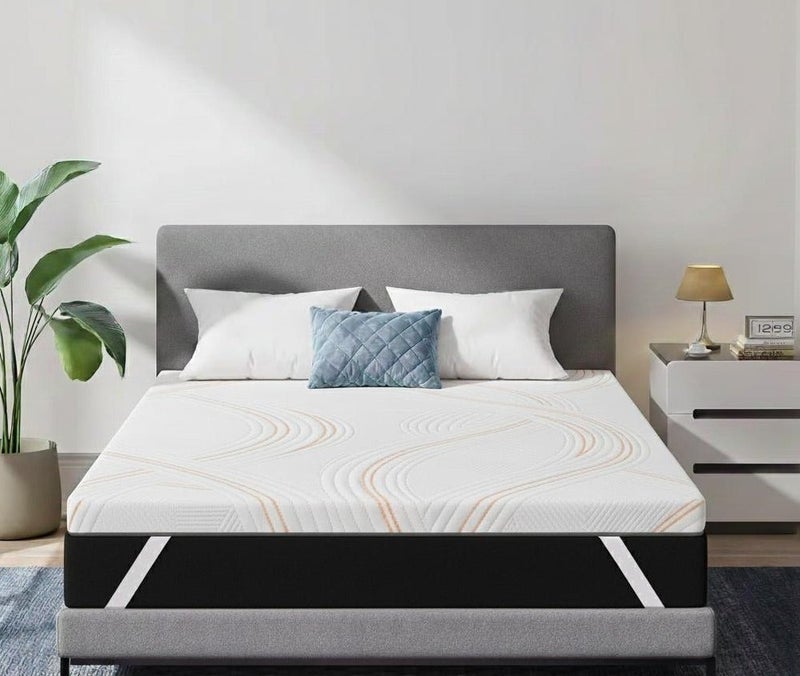 Rexal Home 10 cm Gel-Infused Memory Foam Mattress Topper 150x200 cm – Queen Size Cooling Bed Topper with Removable Washable Cover, Soft Pressure Relief & Support - Image 1