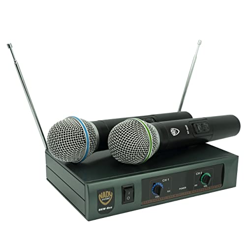 Nady DKW DUO HT B/D VHF Dual Wireless Handheld Microphone System – includes 2 microphones, AC adapter and audio cable – Easy setup – Karaoke, performance, presentation, public address - Image 1