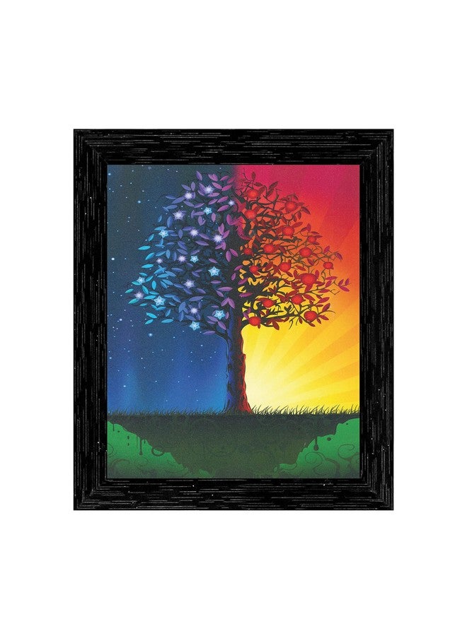 Indianara Indianara Colorful Tree Framed wall Painting with Table Top 2700TTBK (8 ix 6 inch) -WITH FRAME & GLASS - Image 1