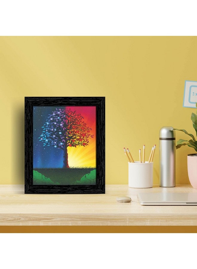 Indianara Indianara Colorful Tree Framed wall Painting with Table Top 2700TTBK (8 ix 6 inch) -WITH FRAME & GLASS - Image 2