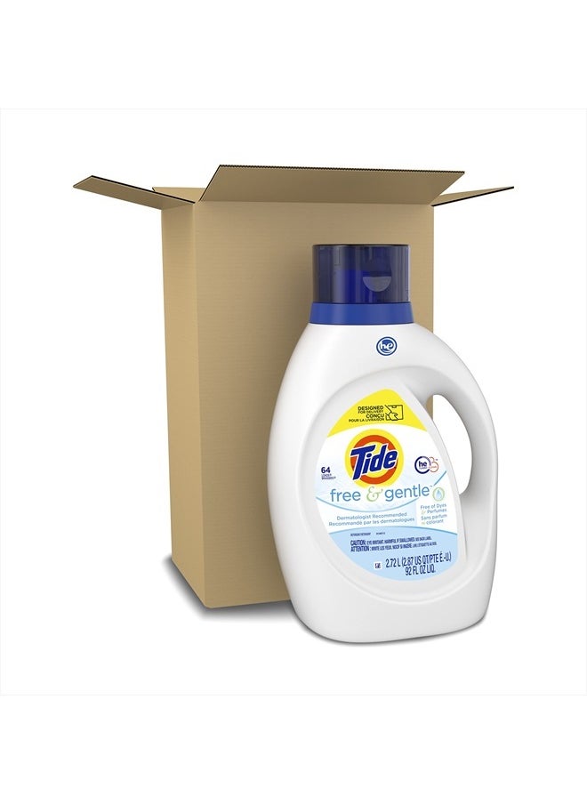 Free & Gentle Laundry Detergent Liquid Soap, HE Compatible 64 Loads, 92 fl oz