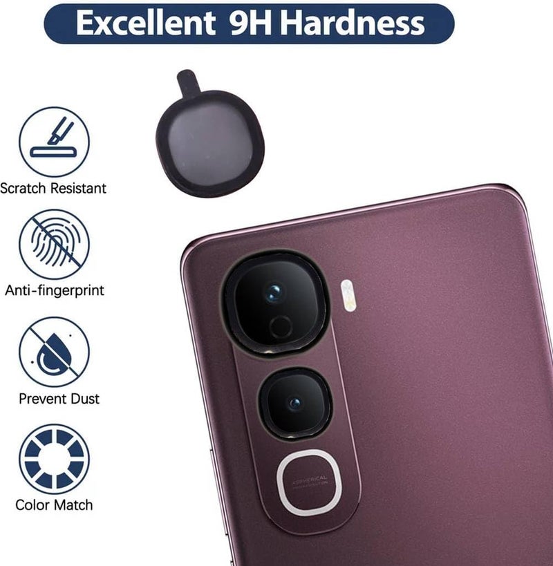 ZARALA Camera Lens Frame Glass Compatible with Vivo Y400 Pro 5G, Tempered Glass Aluminum Alloy Frame Individual Camera Lens Protector Cover (Y400 Pro 5G, Black) - Image 5