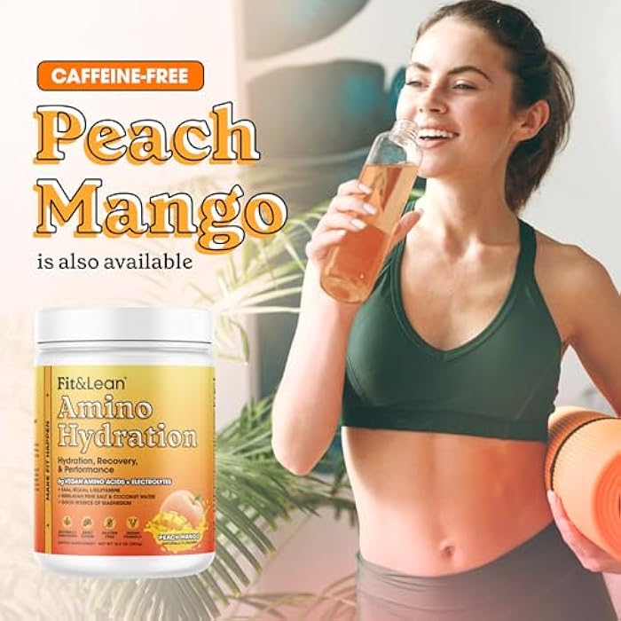 Fit & Lean Amino Hydration Plus Energy, Pre Workout Powder, 6g Vegan Essemtial Amino Acids, EAA, BCAA, Glutamine, Electrolytes & Natural Caffeine, Pink Lemonade, 30 Serve - Image 5