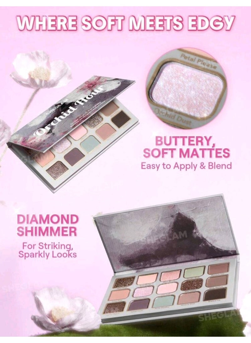 SHEGLAM 15-Pan Palette Brand Beauty Makeup Face Paint Cosmetic For Women Girls Perfect For Spring Summer Ideal For Y2K Fancy Fashion Suitable For Birthday Mother'S Day Gift Rave Party Ready Best Color Orchid Hour - Image 2