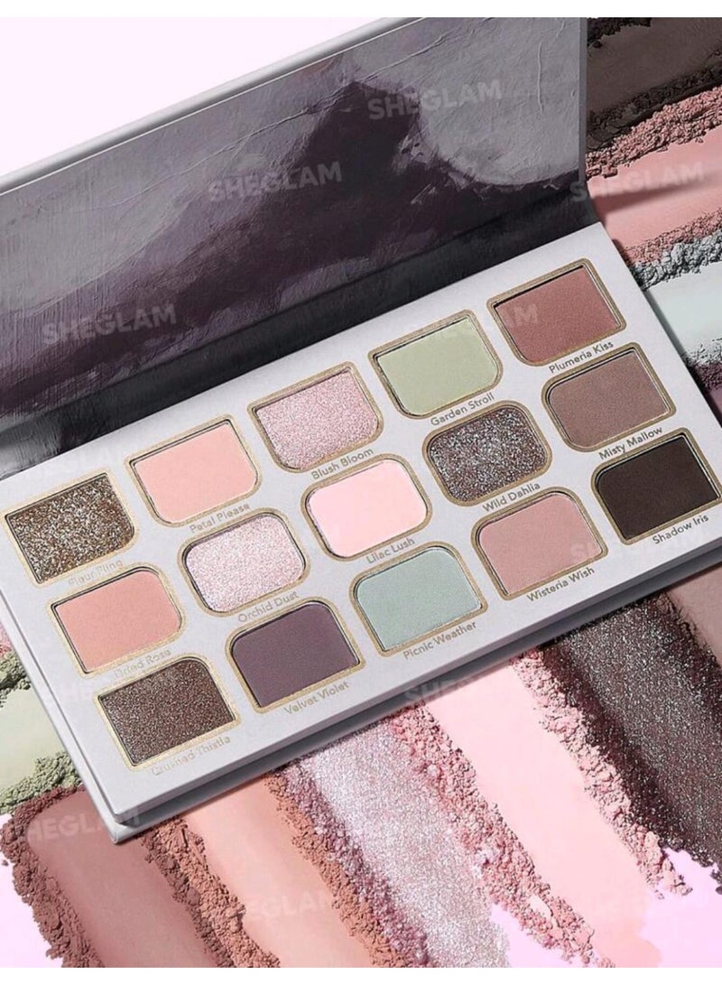 SHEGLAM 15-Pan Palette Brand Beauty Makeup Face Paint Cosmetic For Women Girls Perfect For Spring Summer Ideal For Y2K Fancy Fashion Suitable For Birthday Mother'S Day Gift Rave Party Ready Best Color Orchid Hour - Image 4