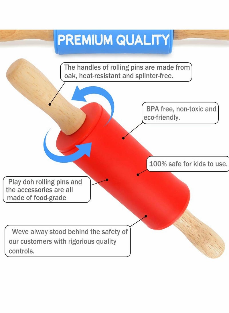 KASTWAVE 9 Inch Mini Rolling Pin, 2 Pcs Kids Rolling Pin Small Rolling Pin Handle Rolling Pin - Image 3