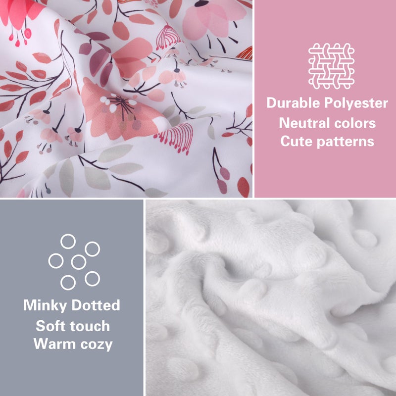 Rquite Car Seat Cover Baby, Carseat Covers Baby Girl, Minky Infant Car Seat Cover Winter, Peekaboo Opening Car Seat Canopy, Multi-use Baby Carrier, Stroller, Nursing Cover, Minky Blanket, Pink Flower - Image 3