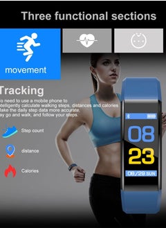 M MIAOYAN M MIAOYAN color screen sports bracelet watch 115plus large screen heart rate blood pressure sleep waterproof smart bracelet blue  - Image 1