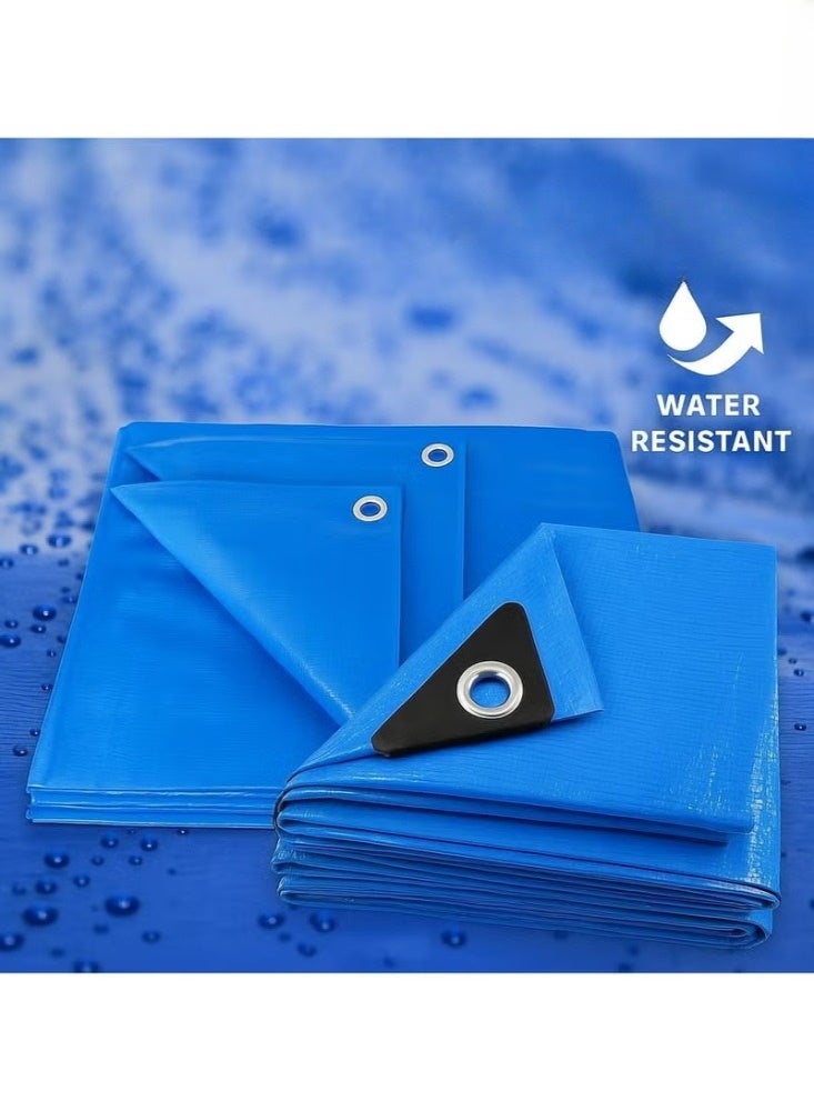 غطاء قماش بولي إثيلين أزرق متين – مقاوم للماء، الصقيع والطقس، حماية من الأشعة فوق البنفسجية، متعدد الاستخدامات، 5م × 8م - Image 2
