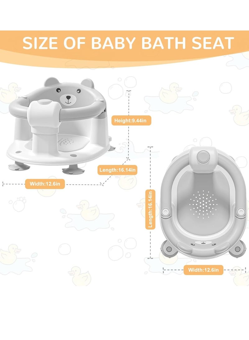 Gonice Baby Bath Seat for Babies 6 Months & Up,Non-Slip Baby Bath Tub Chair for Newborn,Baby Bath Tub Seat, Bath Chair for Baby,Sit Up Bathtub Seat with Suction Cups Soft Cushion for Shower(Grey) - Image 4