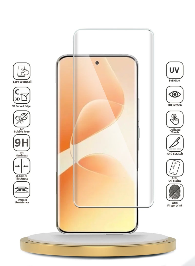 Wtech Infinix Hot 60 Pro+ 2025 Premium Curved Edges UV Full Glue Full Cover Tempered Glass Screen Protector (MSGUCN) - Clear - Image 2