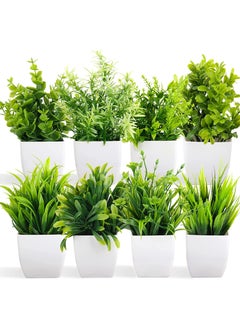 Litleo Litleo Mini Artificial Plants with Pot Pack of 8 Compact Size for Home and Office 