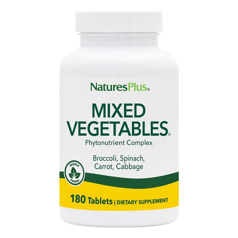Natures Plus Mixed Vegetables 1300 mg 180 Vegetarian Tablets Powerful Whole Foods Phytonutrient Supplement Promotes Overall Health GlutenFree 60 Servings