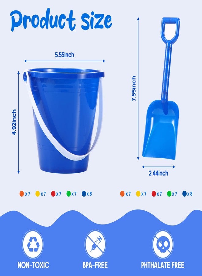 Woanger Set of 36 Beach Pails, Buckets and Shovels - 5 Inch Sand Play Set - Colorful Plastic Beach Buckets - Sand Castle Kit for Boys and Girls Birthday Party Favor - Image 2