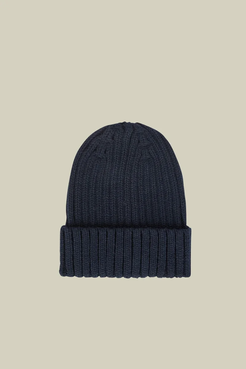 دوبل غانغر Men's ribbed knit hat in a wool blend - DK Blue