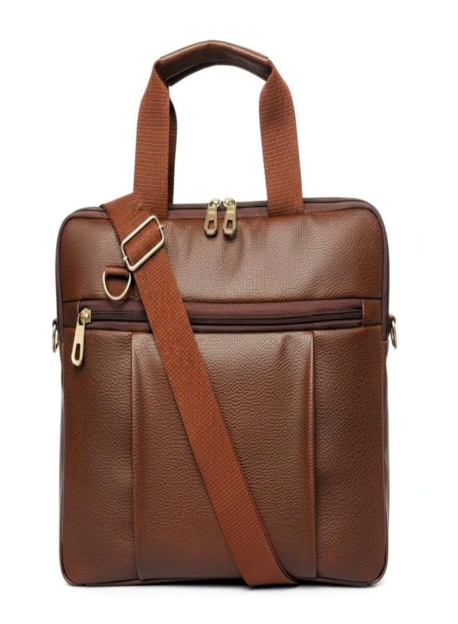 XIKKART Laptop Bag for Men & Women, Office & Business Use | Fits Up to 15.6 Inch Laptop | Padded Compartment, Adjustable Strap, Multiple Organisers | Formal Casual Unisex Shoulder Bag for Work (Brown) - Image 2