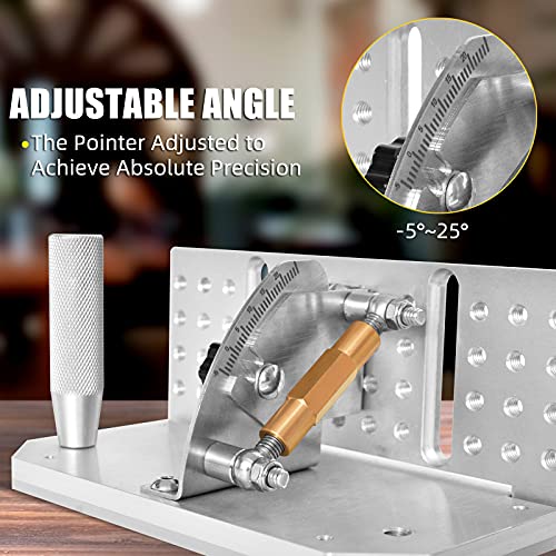 OneChoi Belt Grinder Knife Jig, 9-3/4’’ Long Sharpening Locator Adjustable Angle -5°~ 25°, Belt Knife Sharpener Jig with Dual Press Plates,Knife Making Angle Grind Guide for Belt Sander Machine - Image 2