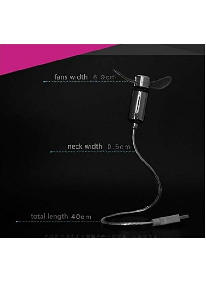 Loquat Portable USB Fan with Clock and LED Light Display for Laptop Office Home Travels - 90mm Mini Gooseneck Fan Powered by USB - Image 5
