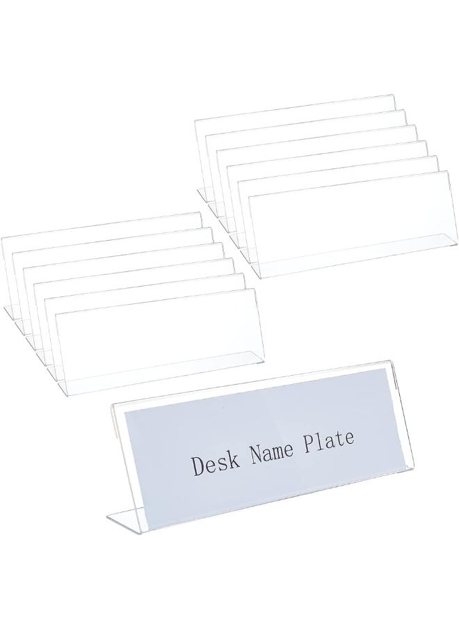 TPGP 12PCS Acrylic Name Plates for Desks with Protective Film, 21.5x7.4x3.5cm L Shape Clear Desk Sign Holder for Office, School, Wedding and Birthday Party  - Image 1