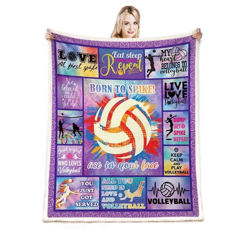 CYREKUD Volleyball Blanket Gifts for Teen Girls and Team Lightweight Soft Warm Cozy Fuzzy Throw for Office Home Bedroom Sofa 50x 60