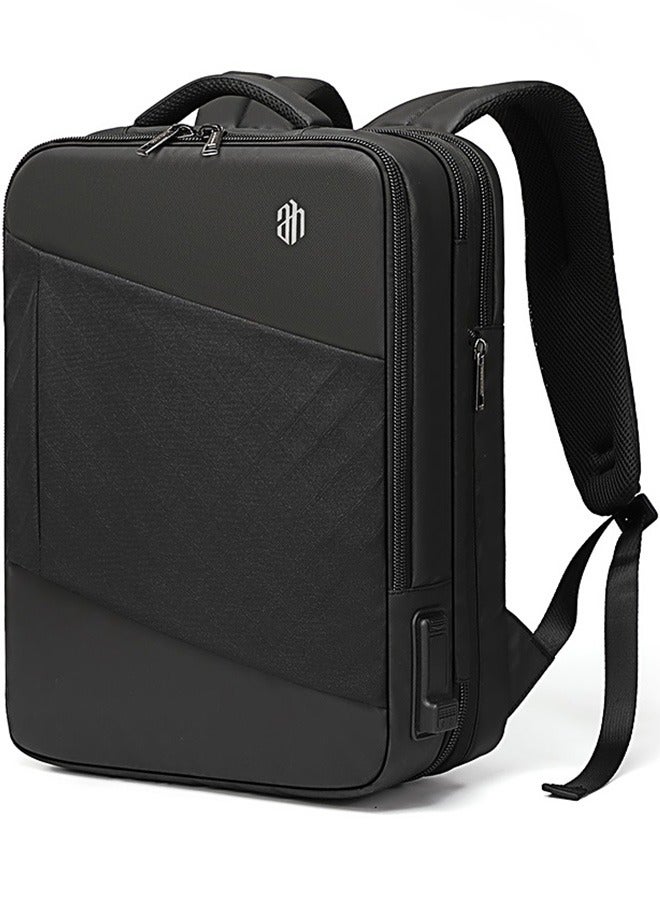 أركتيك هانتر B00345 شنطة 15.6 ظهر لاب توب سفر بمخرج يو اس بى - مقاومة ضد الماء - اسود - Image 1