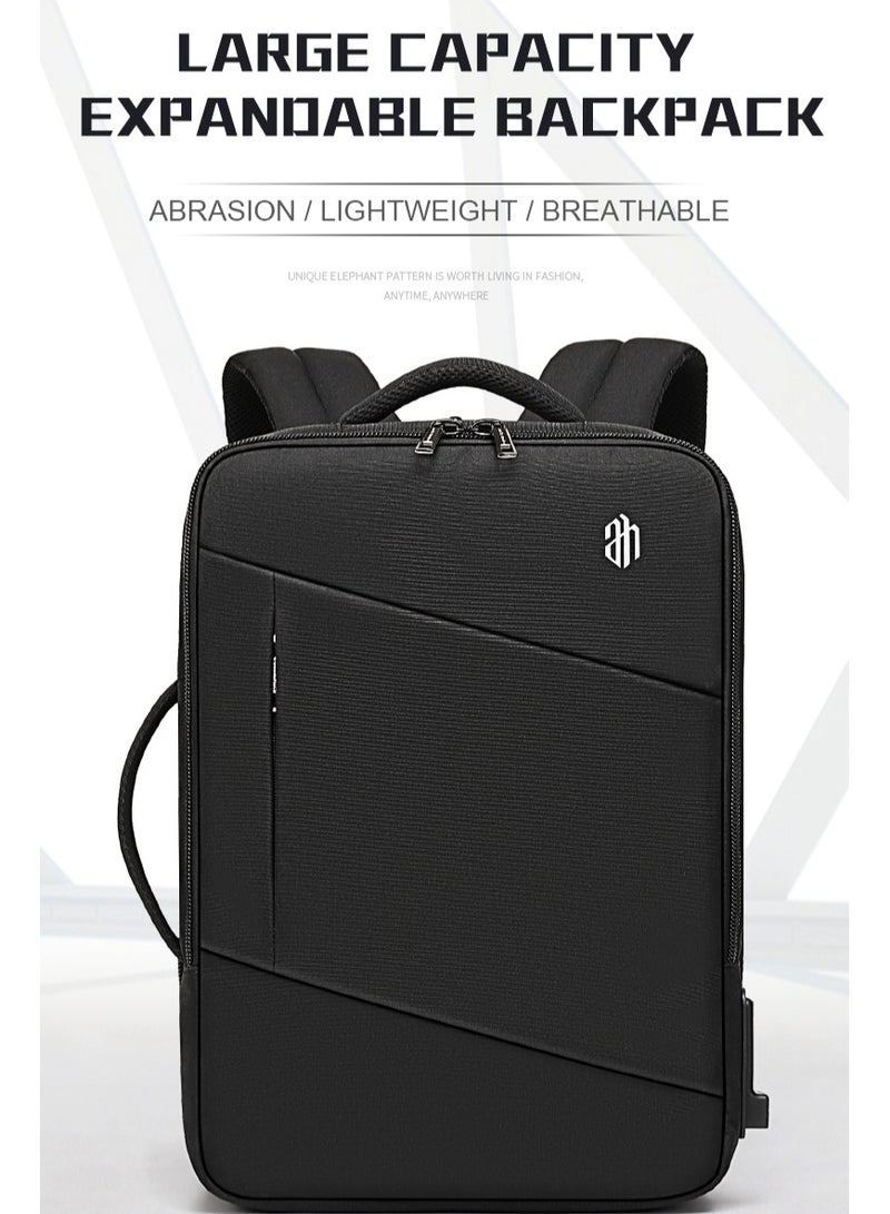 أركتيك هانتر B00345 شنطة 15.6 ظهر لاب توب سفر بمخرج يو اس بى - مقاومة ضد الماء - اسود - Image 4