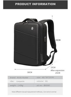 ARCTIC HUNTER B00345 15.6-inch Business Travel Backpack Laptop Bag With USB Port - Black  - Image 5