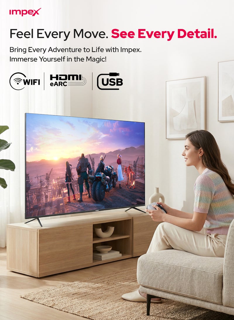 إمبكس تلفزيون LED ذكي 70 بوصة UHD 4K - أندرويد، معالج رباعي، تصميم بدون إطار، لوحة A+، واي فاي، 3 منافذ HDMI، منفذين USB، RJ45، DVB-T2، دقة 3840x2160، زاوية عرض 176°، تصميم نحيف، ضمان سنتين - Gloria 70 Smart - أسود GLORIA 70 UHD SMART أسود - Image 5