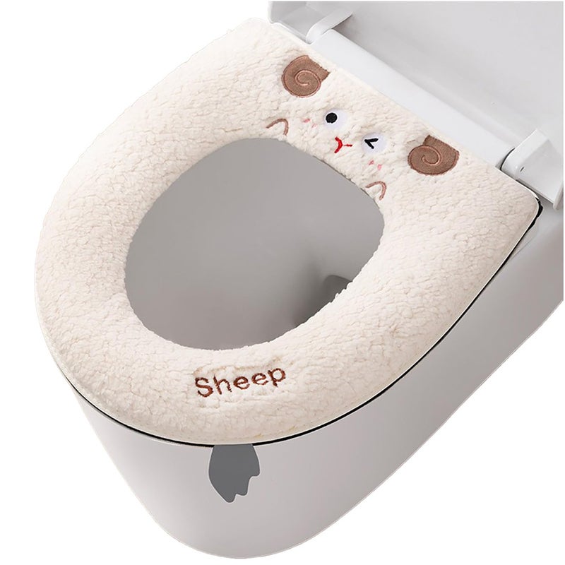 AzsVbvs Warmer Toilet Seat Pads with Zipper Toilet Seat Cover with Lifter Handle Set Washable Velvet Toilet Seat Cushion Soft Thicker Toilet Seats Warmer Mat White - Image 2