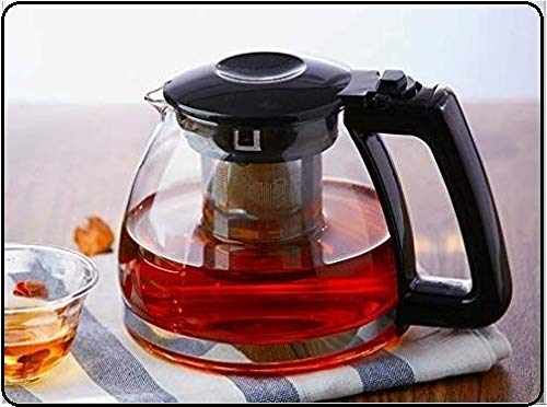 EZALLA Ezalla Heat-Resistant Glass Boutique Serving Kettle Filter Tea Coffee Pot Cooking Pot, 1Litre  - Image 5