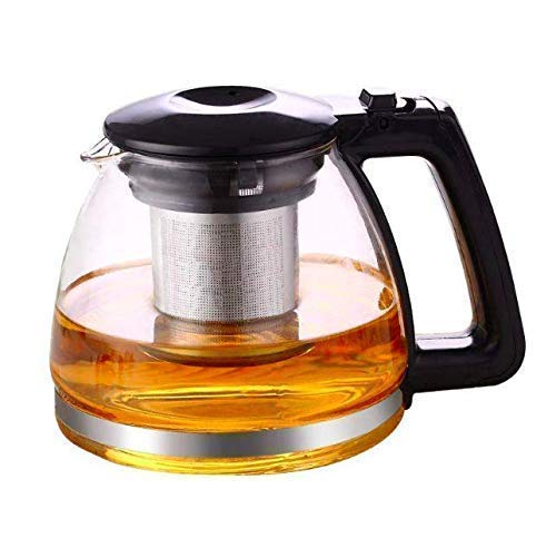 EZALLA Ezalla Heat-Resistant Glass Boutique Serving Kettle Filter Tea Coffee Pot Cooking Pot, 1Litre  - Image 1