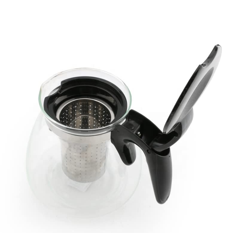 EZALLA Ezalla Heat-Resistant Glass Boutique Serving Kettle Filter Tea Coffee Pot Cooking Pot, 1Litre  - Image 2