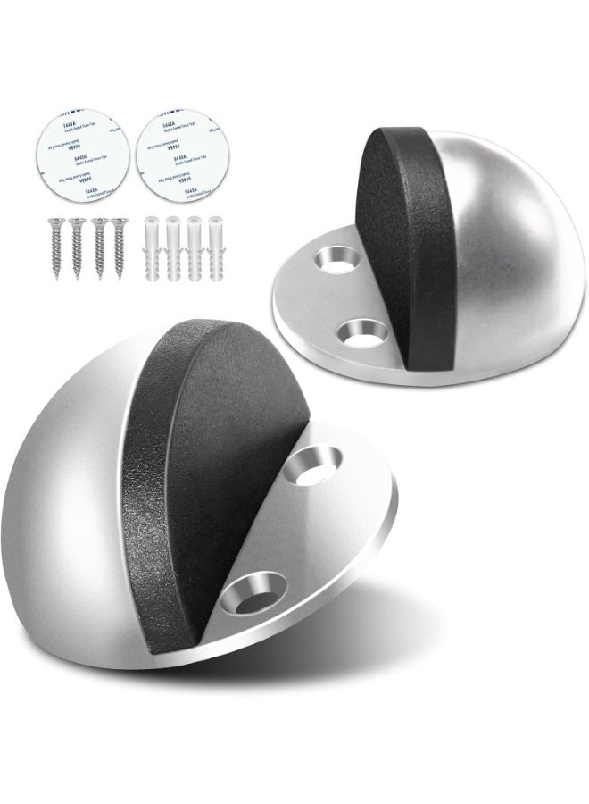 Emerald Door Stopper, Floor Door Stop Stainless Steel Adhesive Floor Mount Doorstops No Drill Rubber Door Stops Holder for Bottom of Door, Brushed Nickel, 2 Pack - Image 1