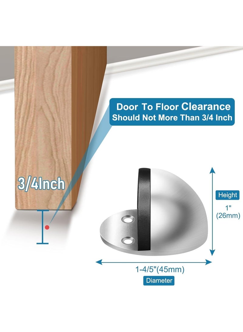 Emerald Door Stopper, Floor Door Stop Stainless Steel Adhesive Floor Mount Doorstops No Drill Rubber Door Stops Holder for Bottom of Door, Brushed Nickel, 2 Pack - Image 2