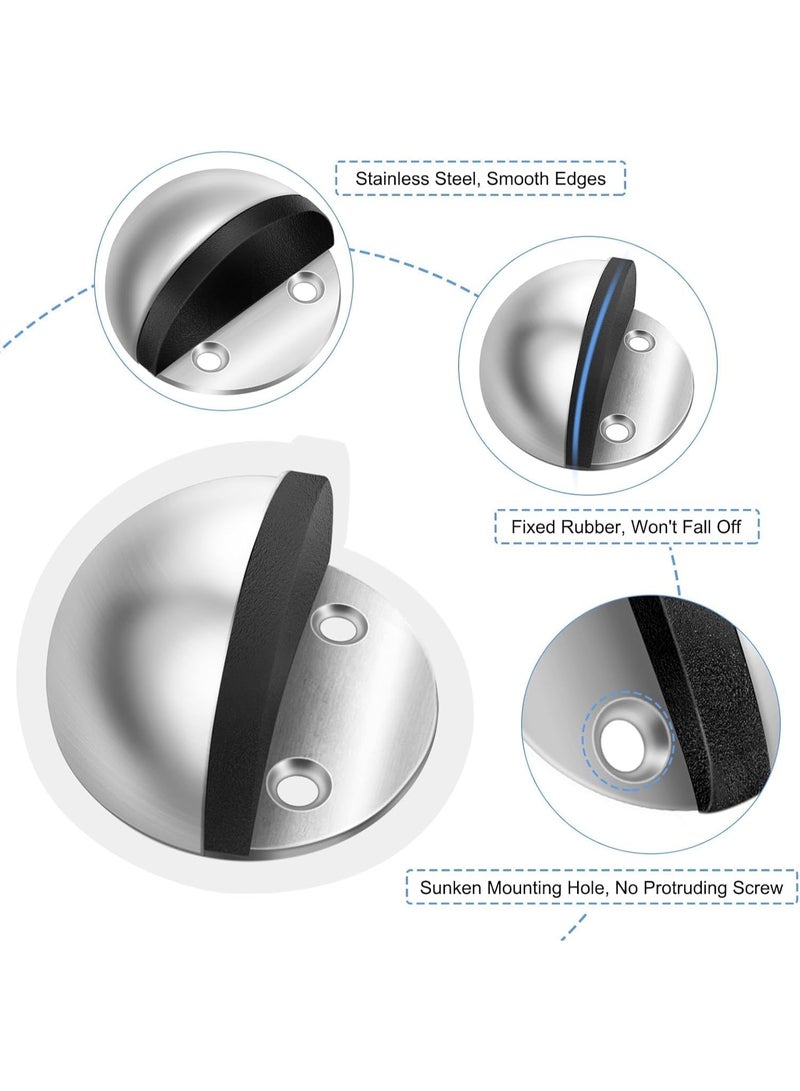 Emerald Door Stopper, Floor Door Stop Stainless Steel Adhesive Floor Mount Doorstops No Drill Rubber Door Stops Holder for Bottom of Door, Brushed Nickel, 2 Pack - Image 4